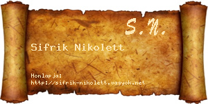 Sifrik Nikolett névjegykártya